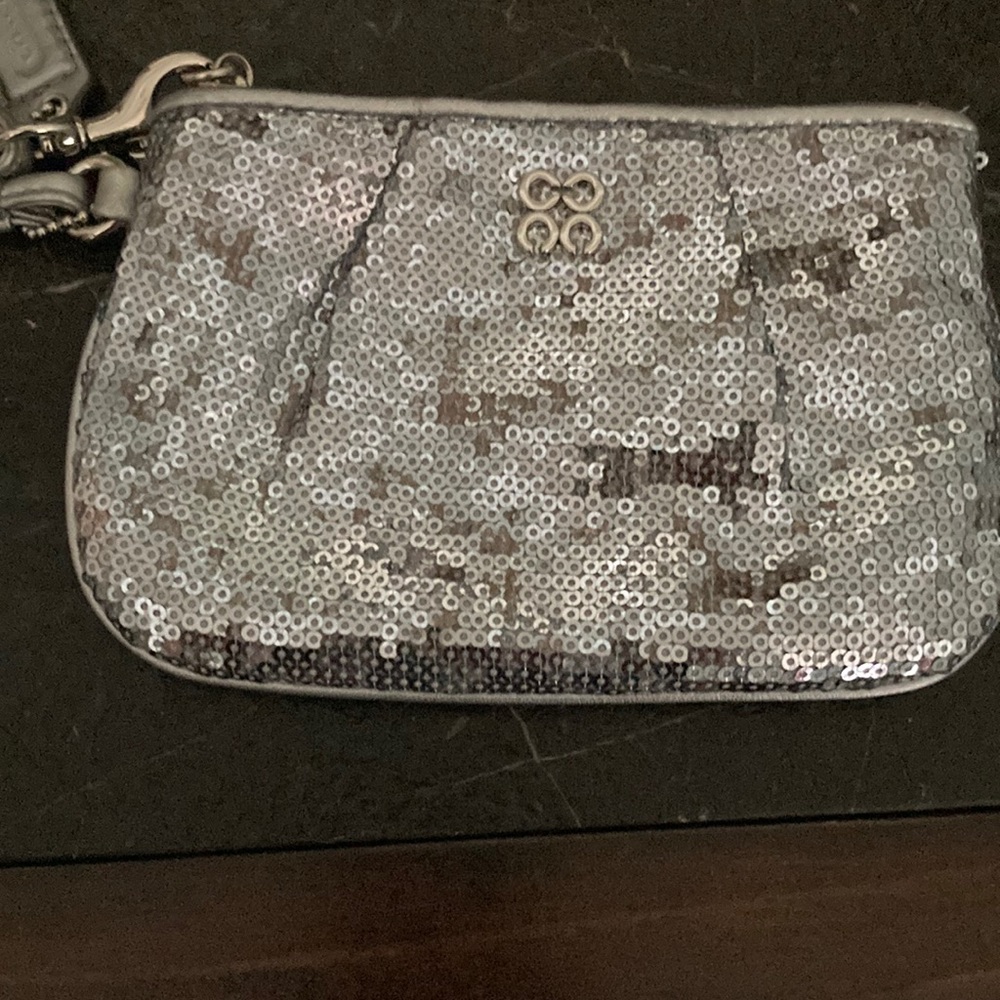 Coach Silver Sequined Wristlet